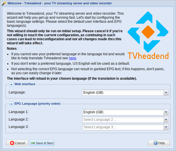 Tvheadend setup 1